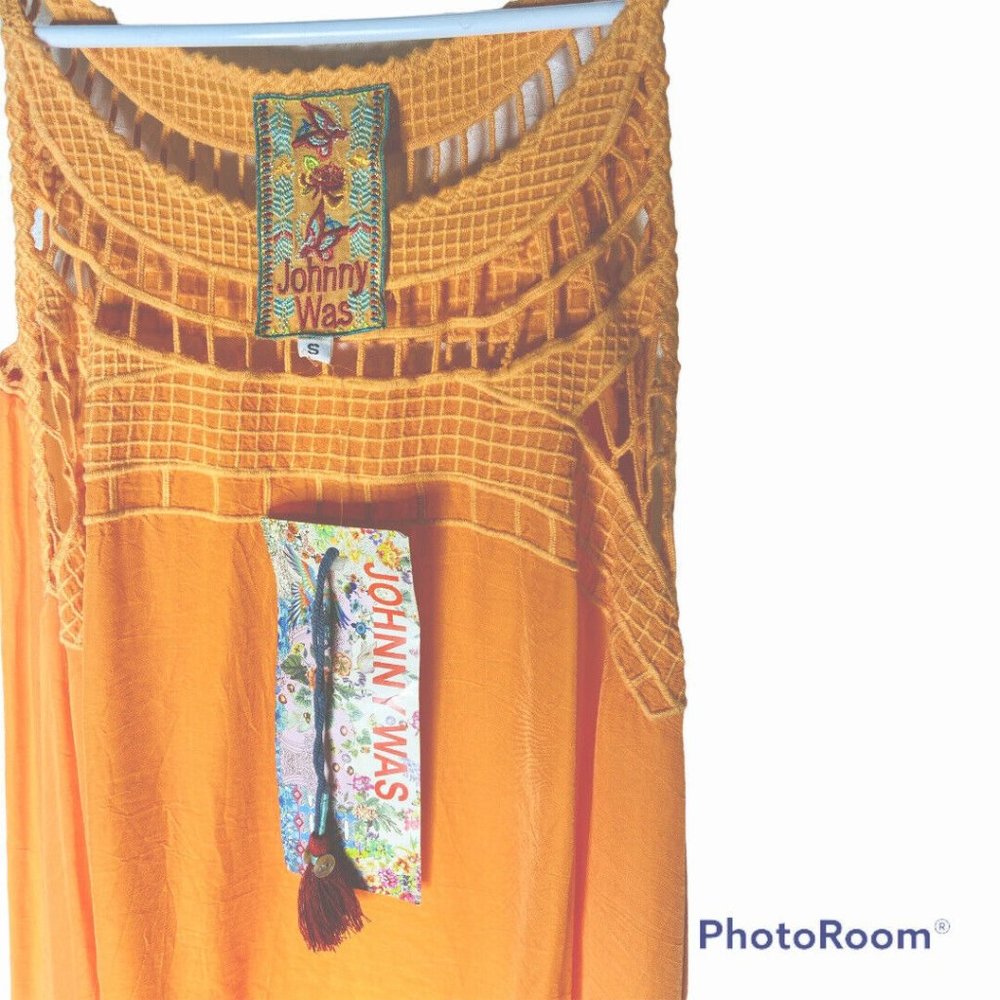 Johnny Was Women's Gigi crochet Tank Tunic Size Small Tangerine NWT - Picture 3 of 9